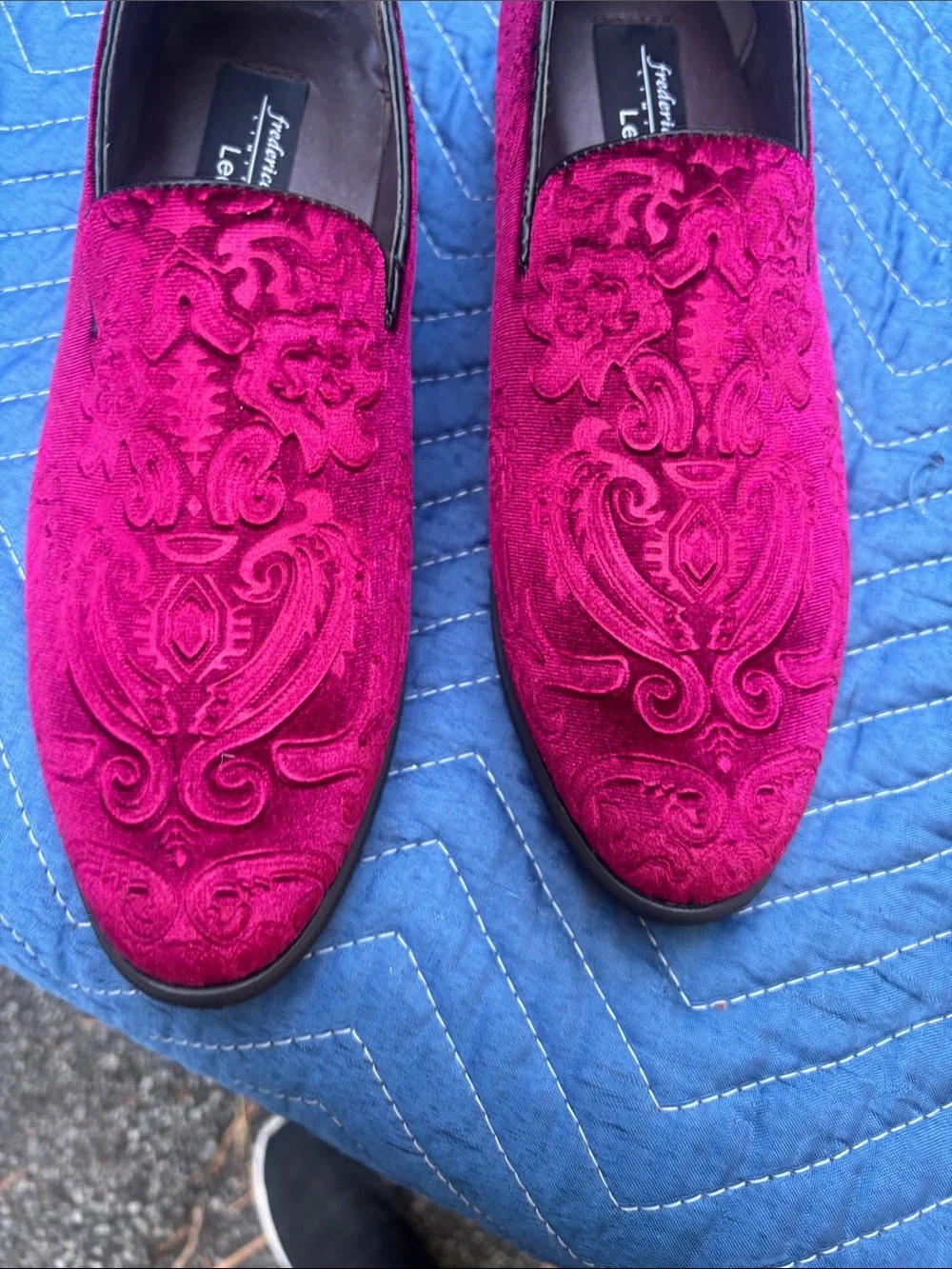 Fredrico Leone Red Embroidered Slip-On Loafers